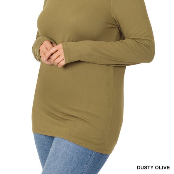 Plus Premium Microfiber Mock Neck Top "GREENS" - Picture 6 of 6
